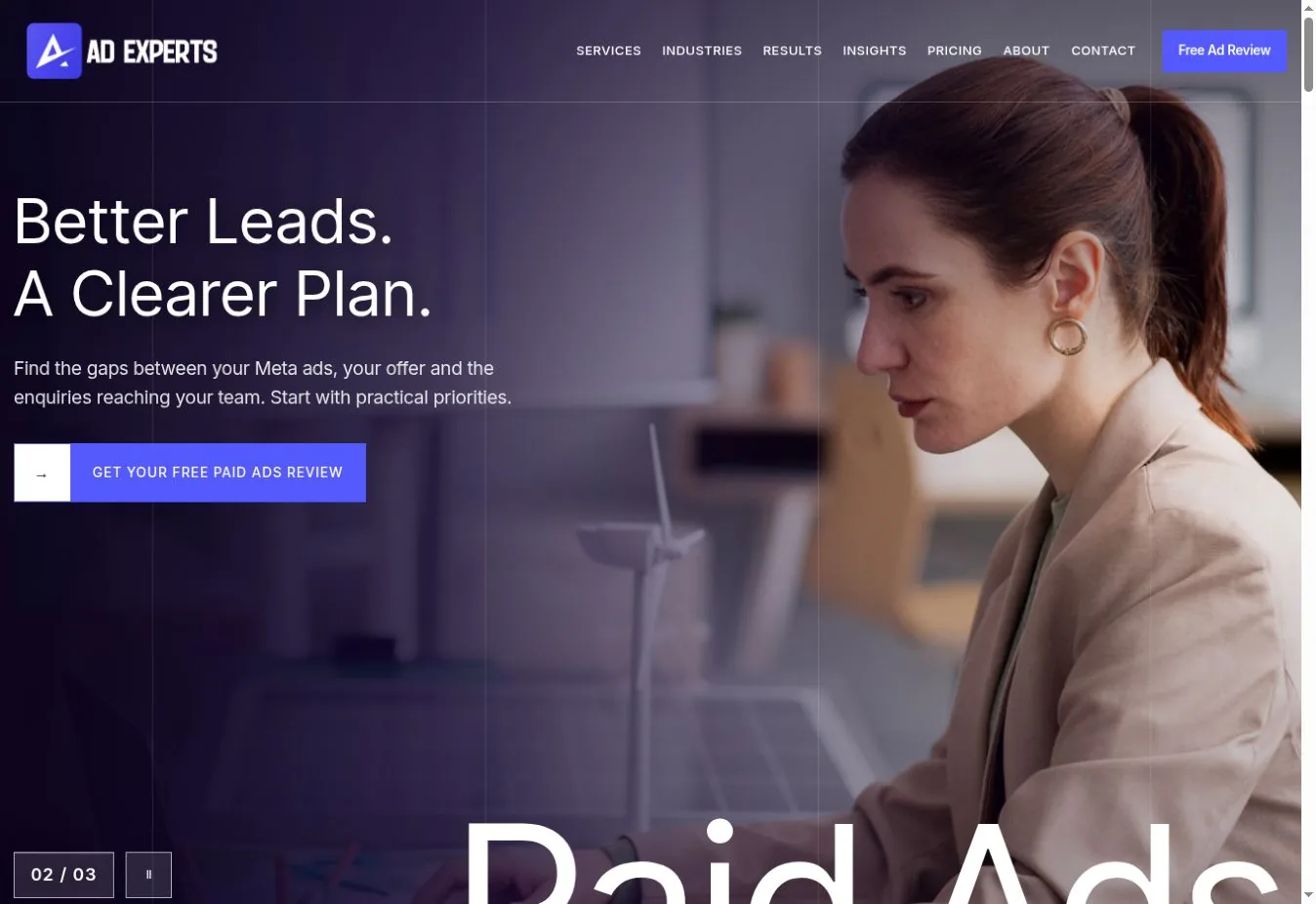 Ad Experts website homepage preview