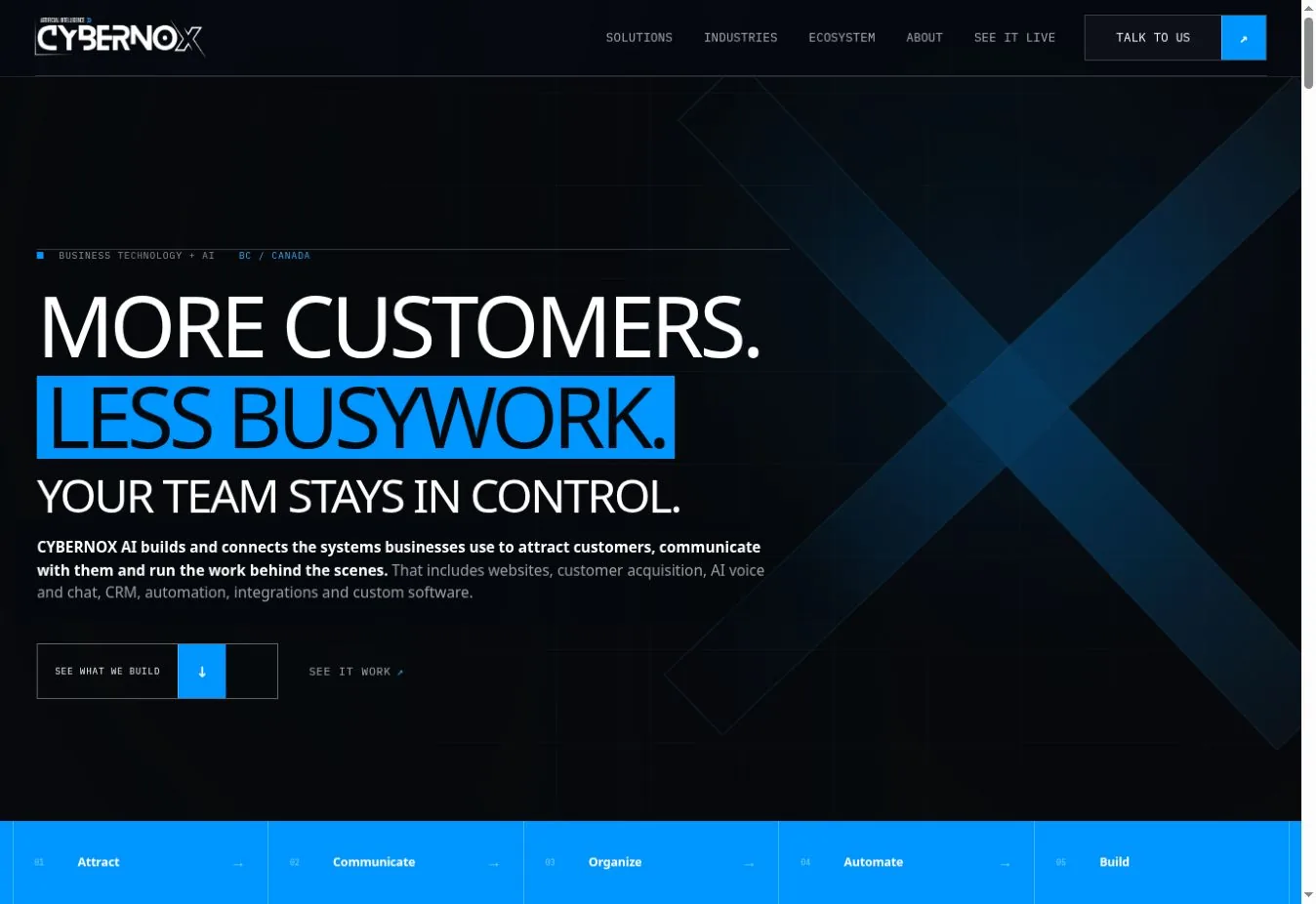 CYBERNOX AI website homepage preview
