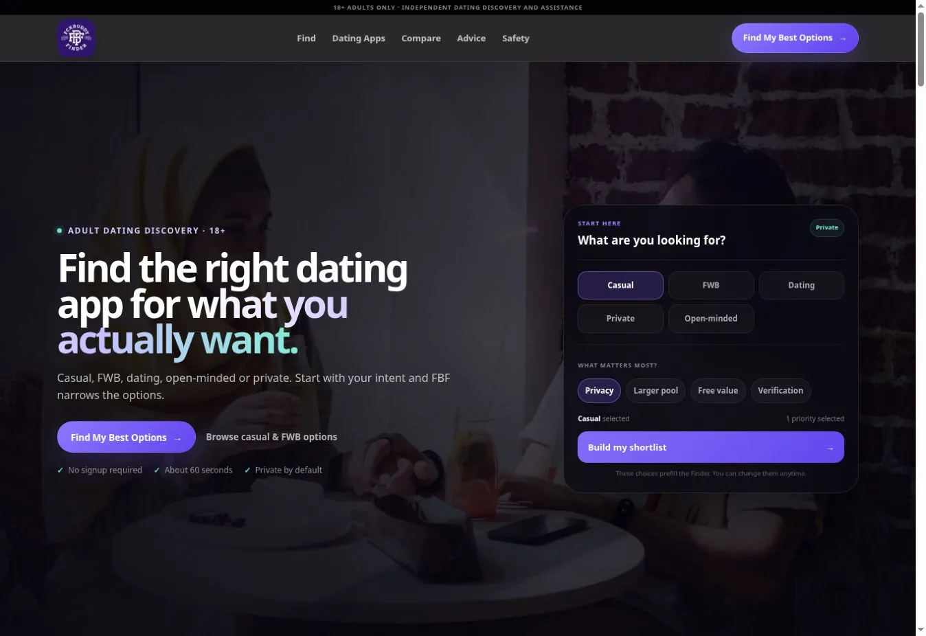 FCK Buddy Finder website homepage screenshot