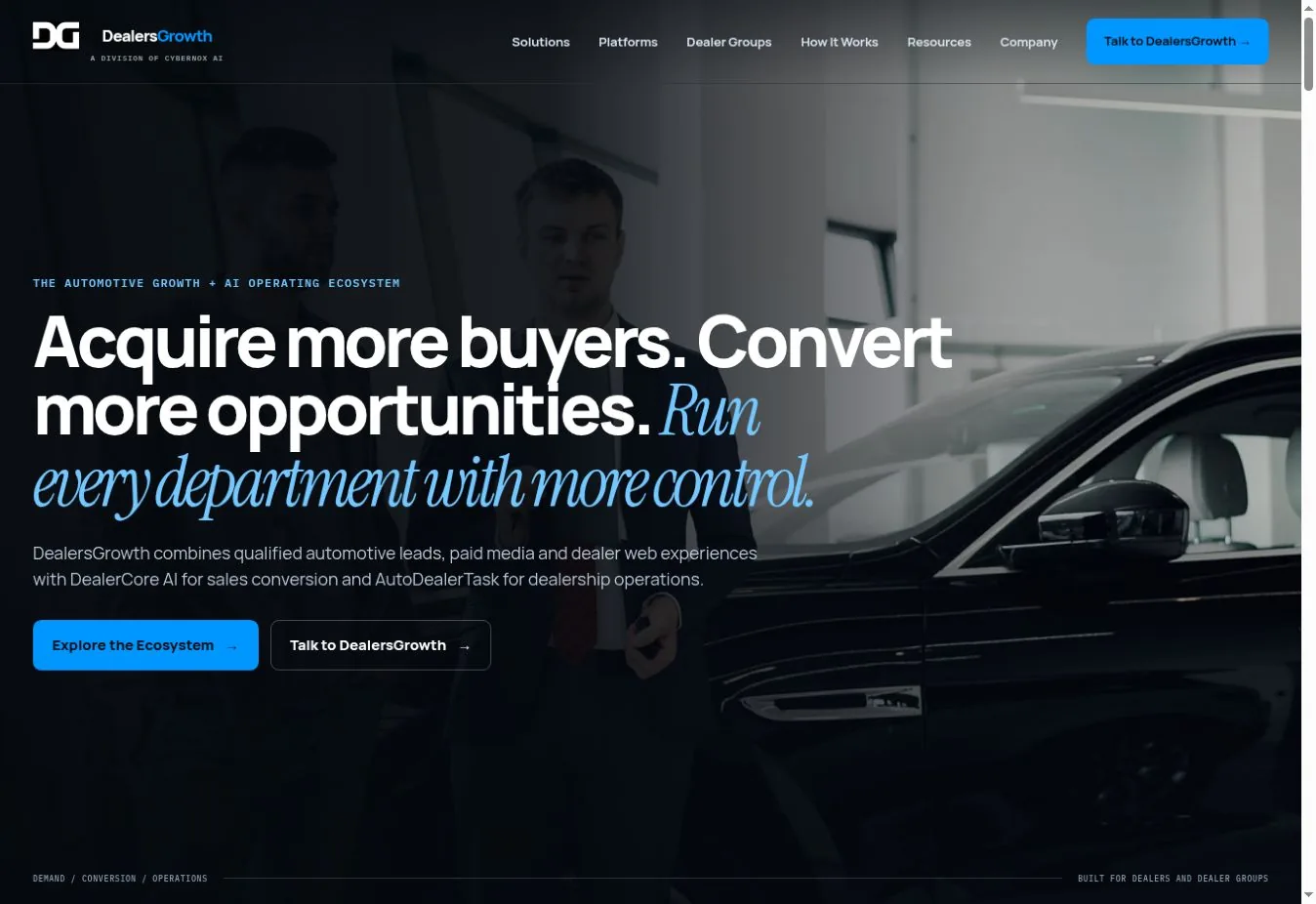 Dealers Growth website homepage screenshot